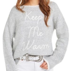 Cream and grey knitted sweater. Oversized fit